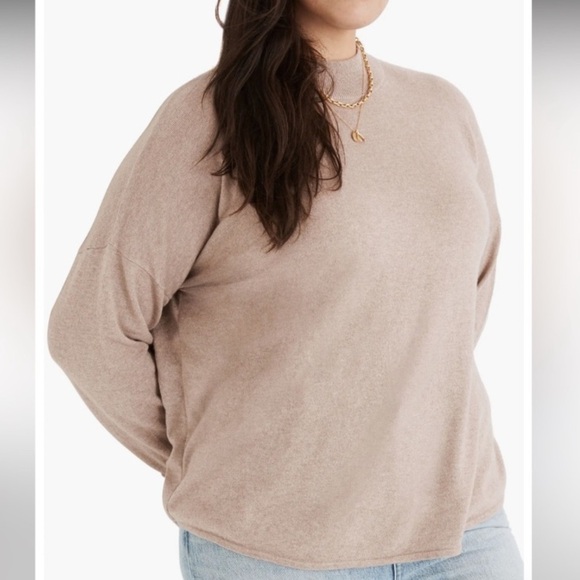 Madewell Ashbury Mockneck Sweater Size XXL Tan Merino Wool Alpace Blend - Picture 1 of 8